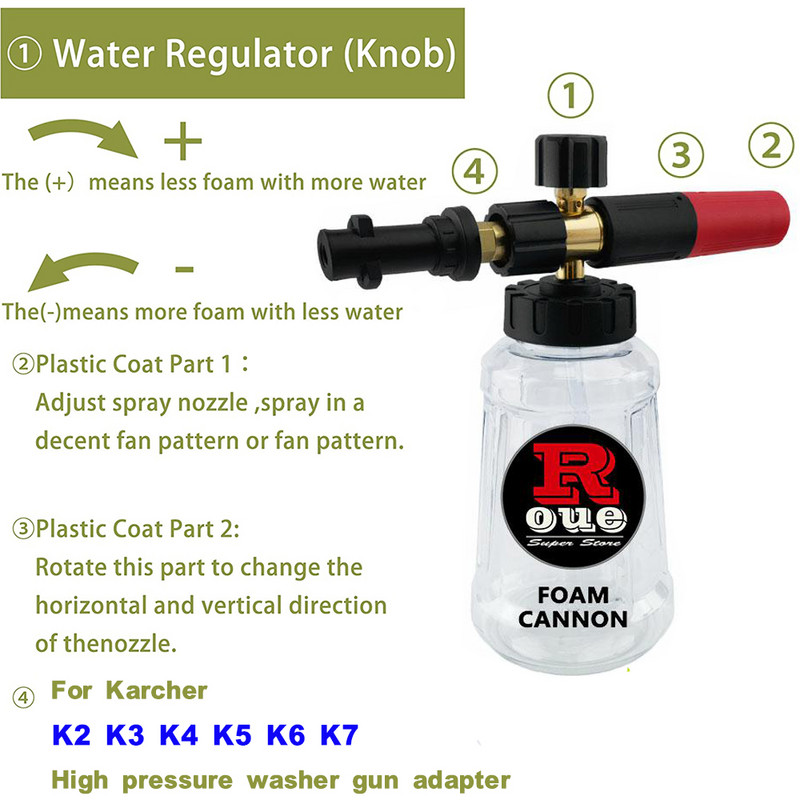 Generator de spumă ROUEPentru Karcher K2 K3 K4 K5 K6 K7 Spumă de spălat tun de spumă de zăpadă Lance de spălat de spumă pentru mașină Dispozitiv de curățare cu înaltă presiune