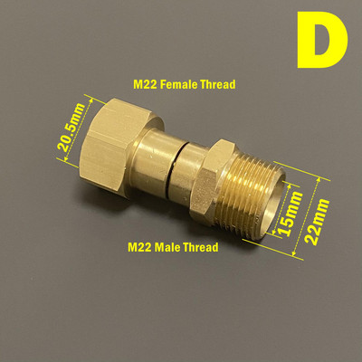 Pöörlemisvastane pesupüstol voolikuühenduse M22 M14 G1/4 G3/8 pöörleva liitmiku adapteri ühendusliides