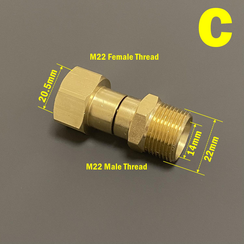Pöörlemisvastane pesupüstol voolikuühenduse M22 M14 G1/4 G3/8 pöörleva liitmiku adapteri ühendusliides
