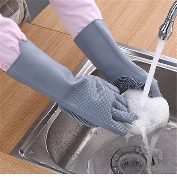 Миене на съдове Почистващи ръкавици Магическа силиконова гумена гъба Ръкавица Домакински скрубер Кухня Чисти инструменти Кухня