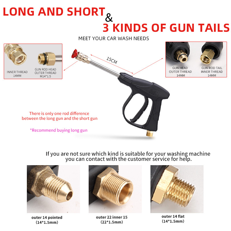Pistol de pulverizare pentru curățarea apei pentru mașină de spălat cu înaltă presiune de 90 bar cu conector rapid și duză în patru culori pentru mașina de spălat cu înaltă presiune Karcher