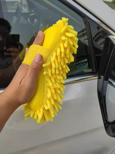 catifea coral prosop de spălat mașină bloc de burete mănuși de ștergere pentru mașini de curățare chenilia puternic absorbant urs prosop de mașină mănuși de praf