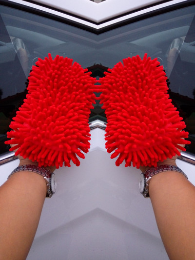 catifea coral prosop de spălat mașină bloc de burete mănuși de ștergere pentru mașini de curățare chenilia puternic absorbant urs prosop de mașină mănuși de praf