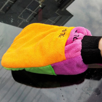 1PS Car Wax Mitt Ръкавици за автомивка 3 в 1 Мултифункционална ръкавица с ръкавица Микрофибърна кърпа за почистване на превозни средства