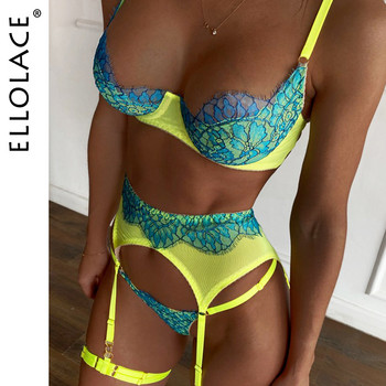 Ellolace αισθησιακά εσώρουχα Lace Push Up Λεπτά εσώρουχα 3 τεμαχίων με εσώρουχα εξωτικά σετ Φανταχτερά όμορφα κοντά κιτ περιποίησης δέρματος