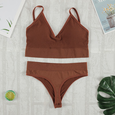 CHRLEISURE Σετ σουτιέν 2 τμχ Σετ εσώρουχα Γυναικεία εσώρουχα Σέξι G-String χωρίς ραφή Bralette Γυναικεία εσώρουχα Soft Tank Crop Top 2022 Νέο