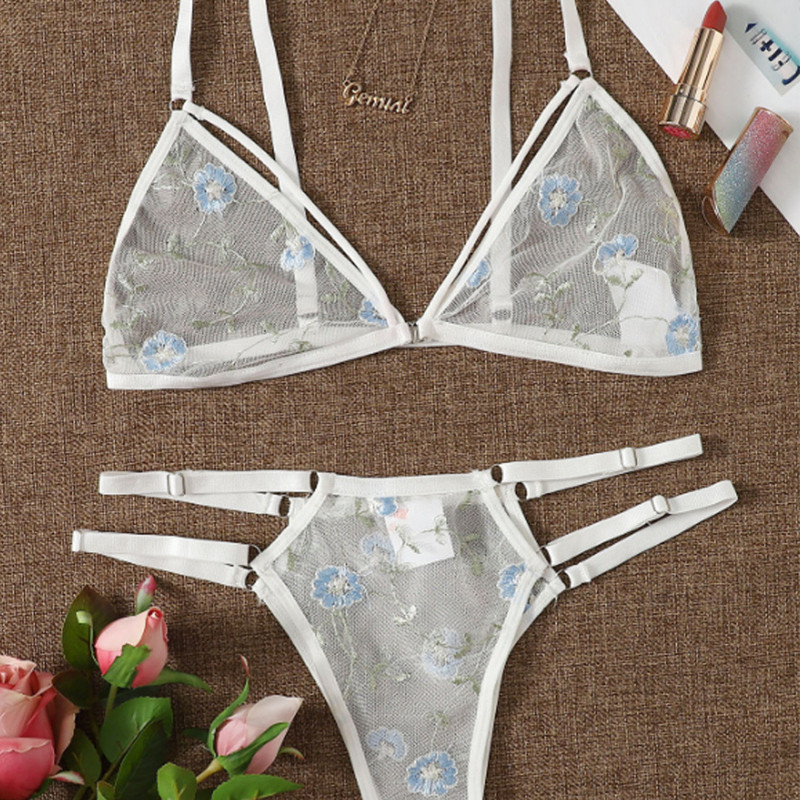 Aluspesu Seksikas ülikond, läbipaistev rinnahoidja, naissoost 2 osa, lilledega tikandid aluspesu ülikond pits ilma terasest tugirinnahoidjata