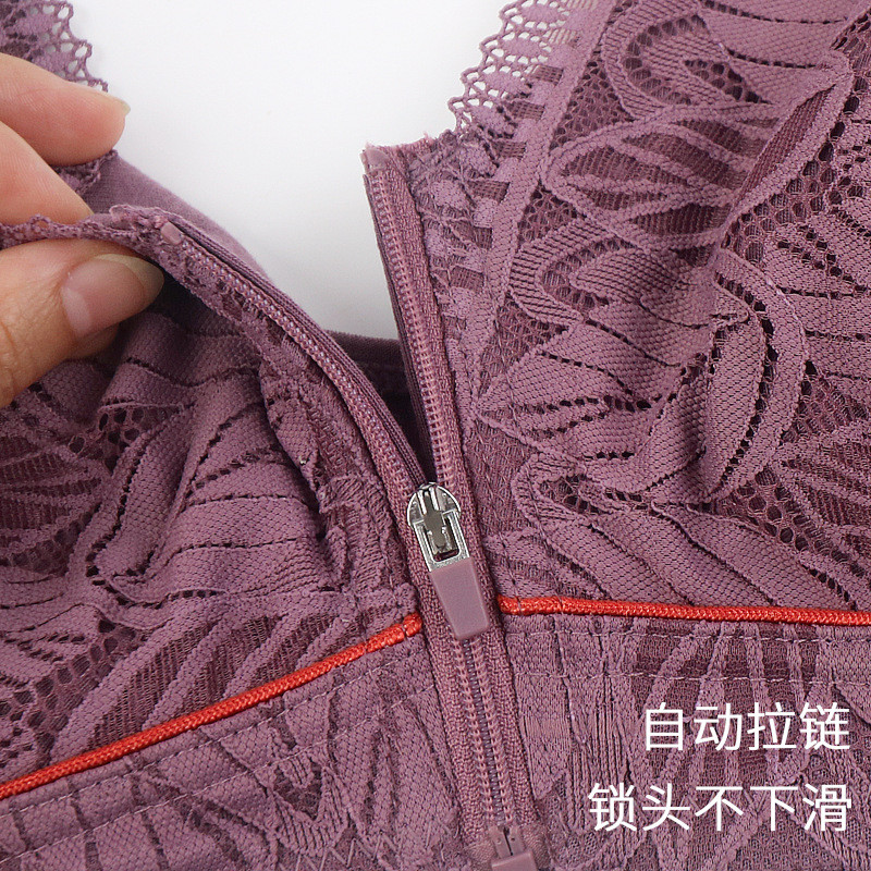 Μαλακό Βαμβακερό Κύπελλο Μπροστινό Φερμουάρ Μεσαίωνα Γυναικεία Εσώρουχα Χωρίς Ατσάλινο Δαχτυλίδι Γιλέκο Δαντέλα Εσώρουχα Σουτιέν μεγάλου μεγέθους