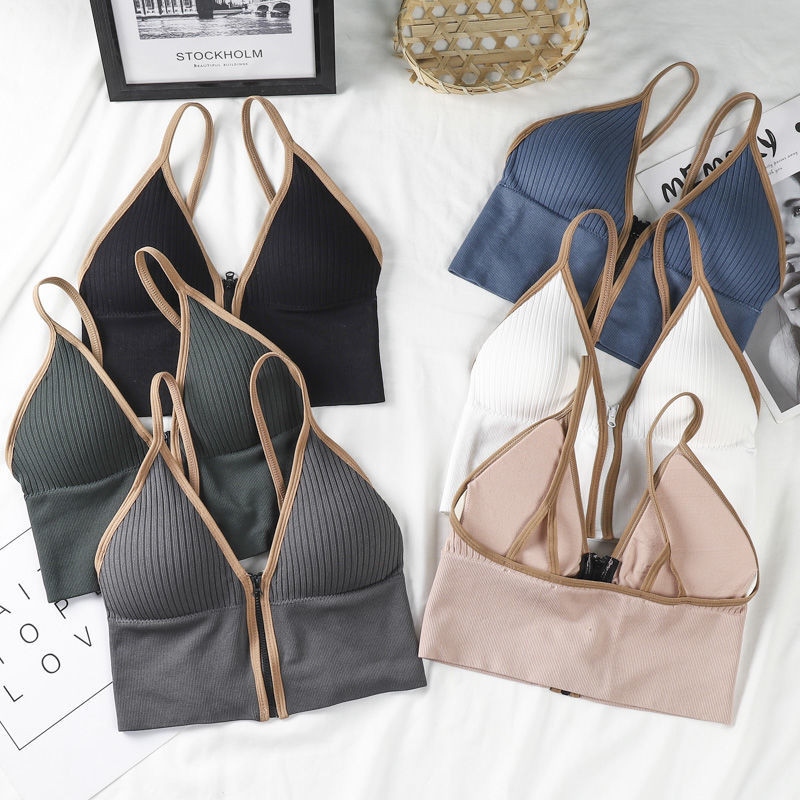 Naiste rinnahoidja uus eesmine tõmblukuga rinnahoidjad Sporditopsid Jõusaal Naiste Fitness Mugav ja hingav ilma piiranguteta Crop Top