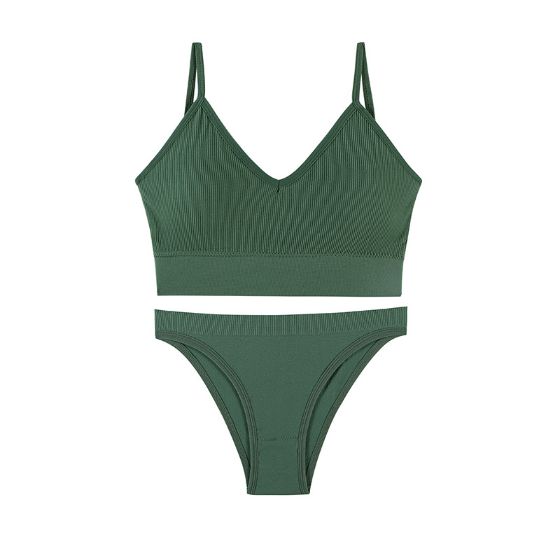 Õmblusteta seksikas aluspesukomplekt naiste rinnahoidja ülikond, suures suuruses triibuline pesu aluspüksid, V-kaelusega juhtmevabad rinnahoidjad ja püksikud 2 tk