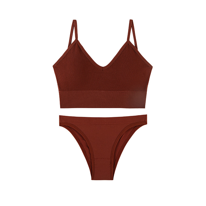 Õmblusteta seksikas aluspesukomplekt naiste rinnahoidja ülikond, suures suuruses triibuline pesu aluspüksid, V-kaelusega juhtmevabad rinnahoidjad ja püksikud 2 tk