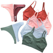 Σέξι γυναικείο σετ σουτιέν χωρίς ραφή Σετ σουτιέν και εσώρουχα Σέξι σετ εσωρούχων Rib Crop Top Γυναικείο σουτιέν Εσώρουχα γυμναστικής με στρινγκ χαμηλής μέσης