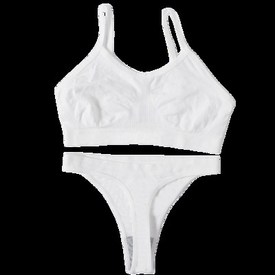 Σέξι γυναικείο σετ σουτιέν χωρίς ραφή Σετ σουτιέν και εσώρουχα Σέξι σετ εσωρούχων Rib Crop Top Γυναικείο σουτιέν Εσώρουχα γυμναστικής με στρινγκ χαμηλής μέσης