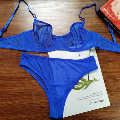 Set sutien + chiloți 2 buc. Set sutien transparent din plasă nou Set de lenjerie de corp pentru femei.