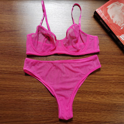 Set sutien + chiloți 2 buc. Set sutien transparent din plasă nou Set de lenjerie de corp pentru femei.