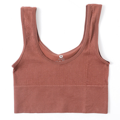 Γυναικείες μπλούζες χωρίς ραφές Bralette Tank Top Γυναικεία Crop Tops Cami Εσώρουχα με σέσουλα λαιμόκοψη με ραβδώσεις Basic Tee Sexy εσώρουχα U back Camisole