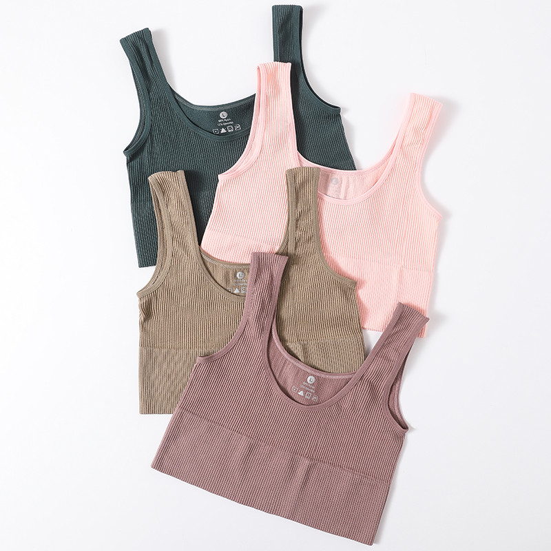 Γυναικείες μπλούζες χωρίς ραφές Bralette Tank Top Γυναικεία Crop Tops Cami Εσώρουχα με σέσουλα λαιμόκοψη με ραβδώσεις Basic Tee Sexy εσώρουχα U back Camisole