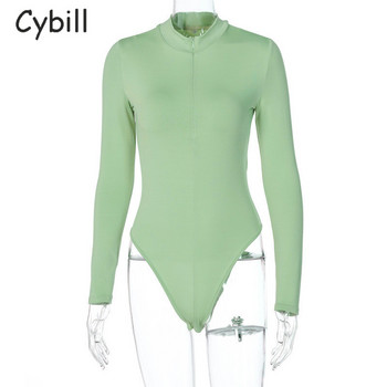 Cybill Боди с дълъг ръкав и дълъг ръкав Cybill Pure Autumn Zipper Bodysuit Дамско зимно боди Женско черно горнище