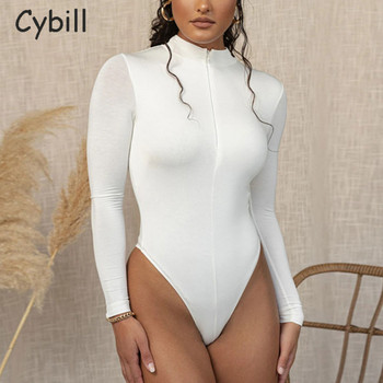 Cybill Боди с дълъг ръкав и дълъг ръкав Cybill Pure Autumn Zipper Bodysuit Дамско зимно боди Женско черно горнище