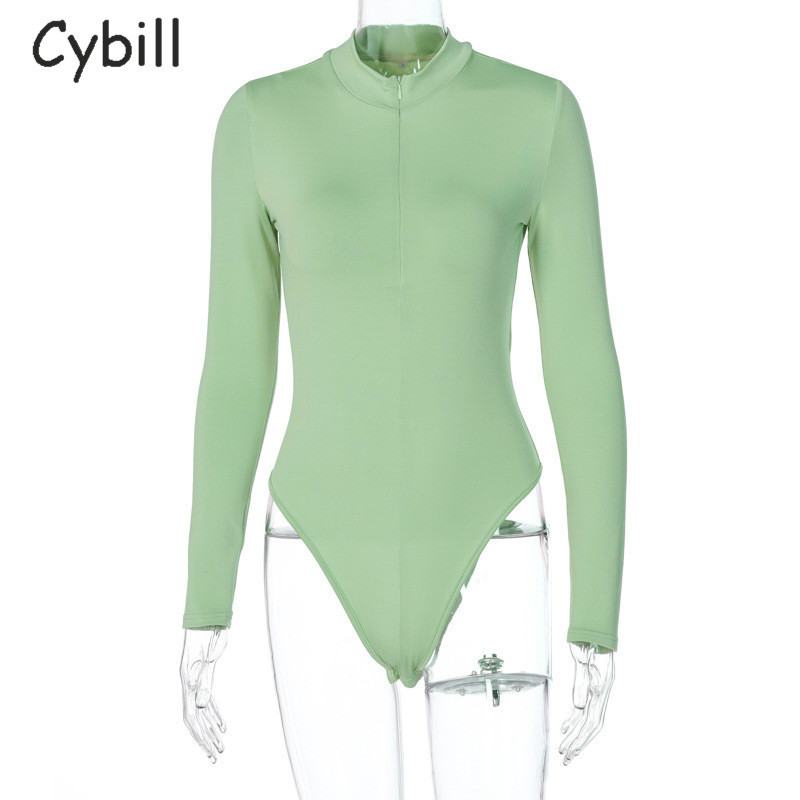 Φορμάκι Cybill Zipper Μακρύ μανίκι Bodycon Γυναικείο Φθινοπωρινό Φορμάκι με φερμουάρ Γυναικείο χειμερινό σώμα Γυναικείο μαύρο τοπ