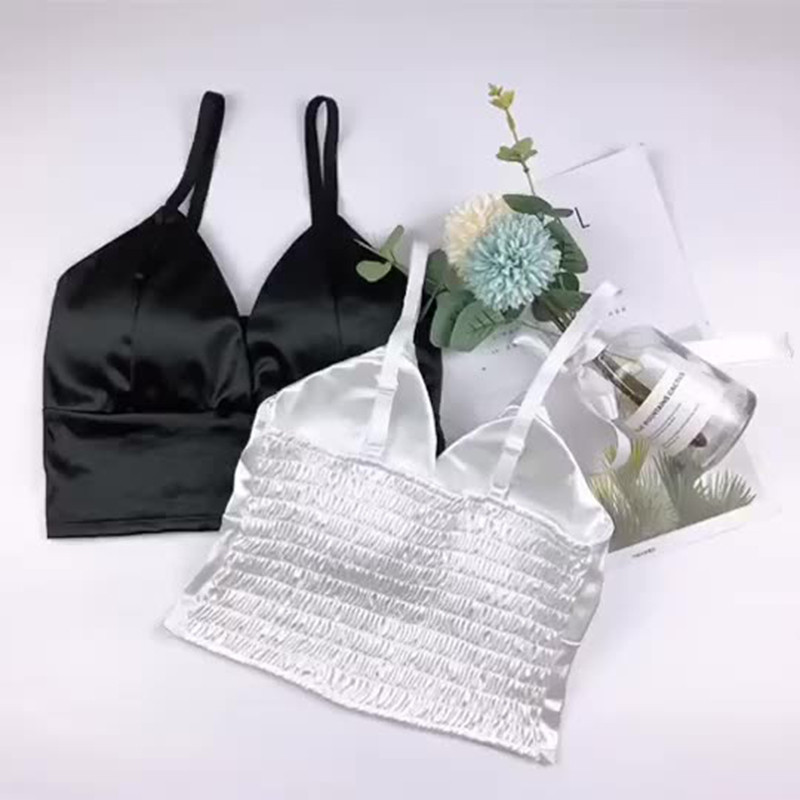 Mătase de gheață Sutien de sus pentru femei Sutien de yoga cu vestă fără cusături Sutiene sexy pentru femei Push Up Lenjerie Lenjerie Top de somn Sutien căptușit