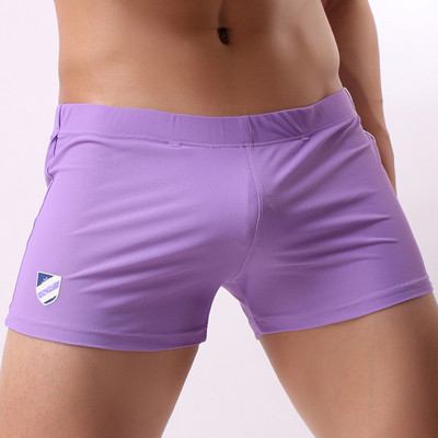 BRAVE PERSON Lenjerie de corp Boxeri pentru bărbați Pantaloni scurți din plasă Tesatura respirabilă Talie joasă Lenjerie de corp sexy pentru bărbați Boxeri Husă pentru penis Pantaloni scurți casual