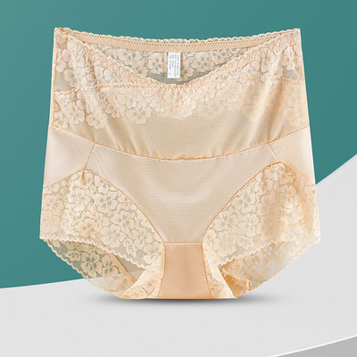 Chiloți sexy din dantelă cu talie înaltă pentru femei, fără sudură, lenjerie de slăbit, slip din plasă, cu flori, chiloți respirabili, chiloți pentru femei, lenjerie