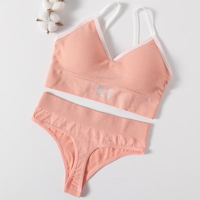 Set de sutien fără cusuri pentru femei, chiloți sexy cu talie joasă, sutien fără sârmă, lenjerie sutien, bralette confortabile, set de lenjerie de corp pentru fitness pentru femei