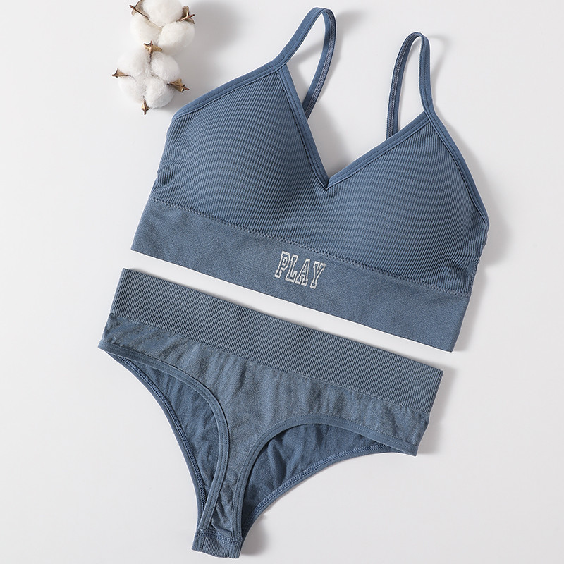 Set de sutien fără cusuri pentru femei, chiloți sexy cu talie joasă, sutien fără sârmă, lenjerie sutien, bralette confortabile, set de lenjerie de corp pentru fitness pentru femei