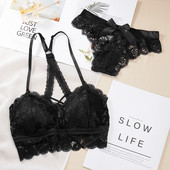 Set de lenjerie intimă pentru femei Sexy Beauty Spate Sutien Dantela Push-up Sutiene și seturi de chiloți Lenjerie cu broderie goală Lenjerie intimă