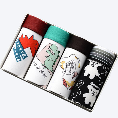 4 buc./lot Lenjerie de corp pentru bărbați Boxeri Chiloți imprimați la modă Chiloți pentru bărbați Boxer Pantaloni scurti de marca confortabili