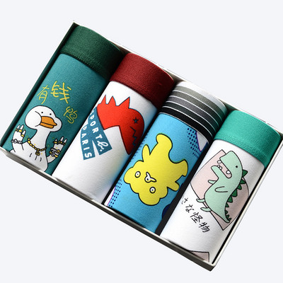 4 buc./lot Lenjerie de corp pentru bărbați Boxeri Chiloți imprimați la modă Chiloți pentru bărbați Boxer Pantaloni scurti de marca confortabili