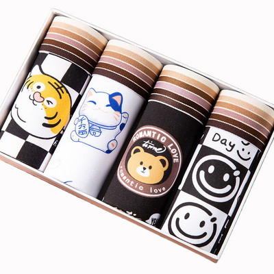 4 buc./lot Lenjerie de corp pentru bărbați Boxeri Chiloți imprimați la modă Chiloți pentru bărbați Boxer Pantaloni scurti de marca confortabili