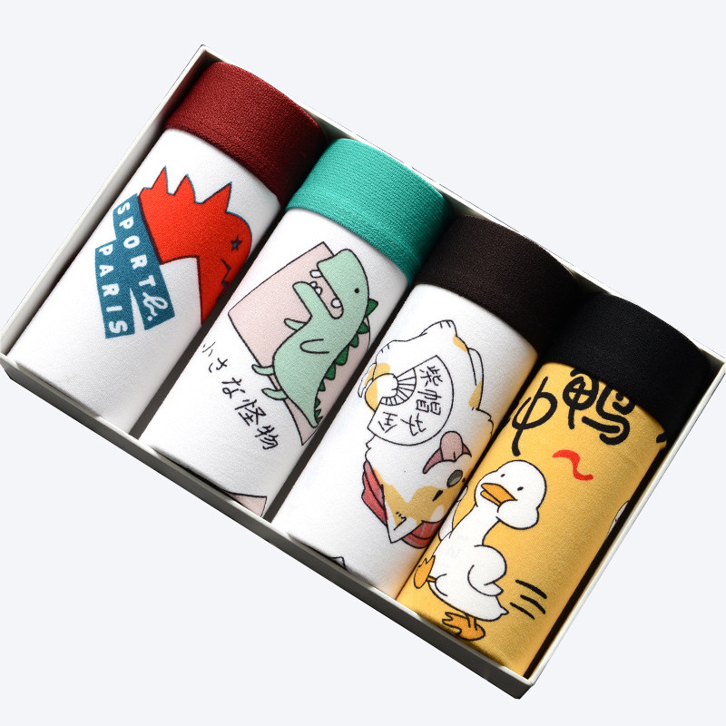 4 buc./lot Lenjerie de corp pentru bărbați Boxeri Chiloți imprimați la modă Chiloți pentru bărbați Boxer Pantaloni scurti de marca confortabili