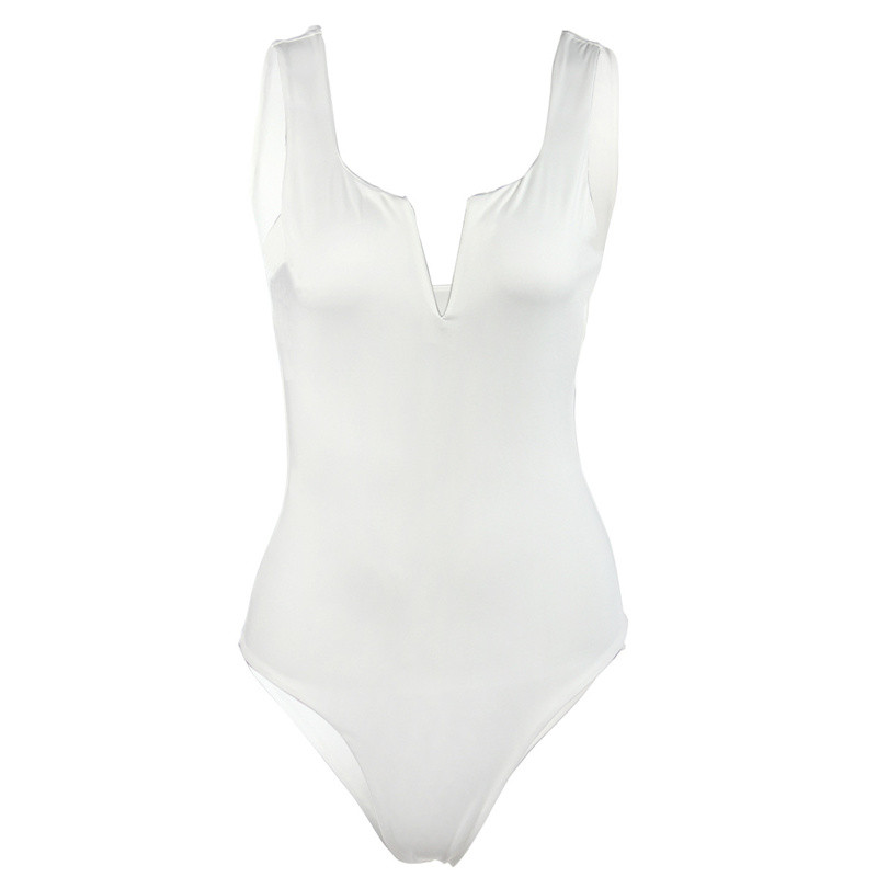 Salopete de fitness cu decolteu în V adânc, body sexy, fără mâneci, pentru femei, de vară, alb, fără spate, cu spate, fără mâneci, cu spatele deschis