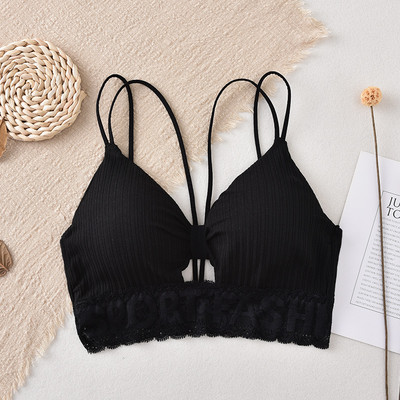 Maieu cu spate deschis pentru femei Bralette Crop top fără fir Lenjerie intima din dantelă Fete Sbackless Lenjerie sexy Camolă căptușită