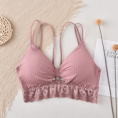 Maieu cu spate deschis pentru femei Bralette Crop top fără fir Lenjerie intima din dantelă Fete Sbackless Lenjerie sexy Camolă căptușită