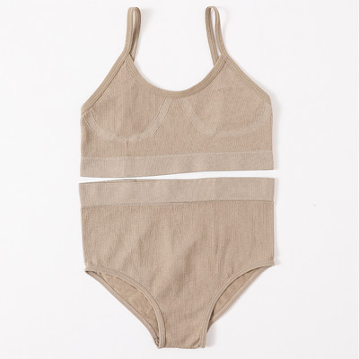 Õmblusteta naiste rinnahoidja aluspükste komplekt Push Up rinnahoidja Crop Top kõrge vöökohaga aluspüksid Seksikas pesukomplekt Madal seljaosa Bralette Fitness aluspesu komplekt