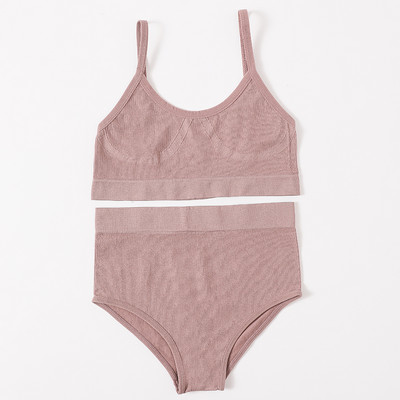 Õmblusteta naiste rinnahoidja aluspükste komplekt Push Up rinnahoidja Crop Top kõrge vöökohaga aluspüksid Seksikas pesukomplekt Madal seljaosa Bralette Fitness aluspesu komplekt