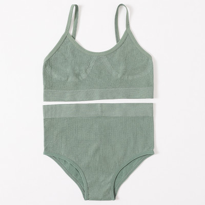 Õmblusteta naiste rinnahoidja aluspükste komplekt Push Up rinnahoidja Crop Top kõrge vöökohaga aluspüksid Seksikas pesukomplekt Madal seljaosa Bralette Fitness aluspesu komplekt