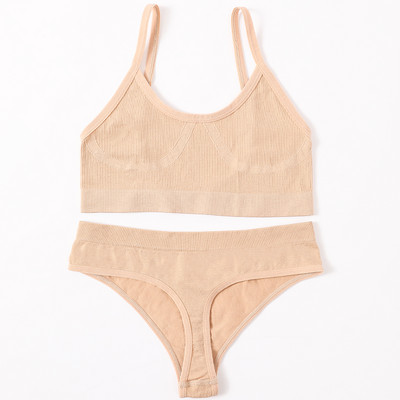 Õmblusteta naiste rinnahoidja aluspükste komplekt Push Up rinnahoidja Crop Top kõrge vöökohaga aluspüksid Seksikas pesukomplekt Madal seljaosa Bralette Fitness aluspesu komplekt