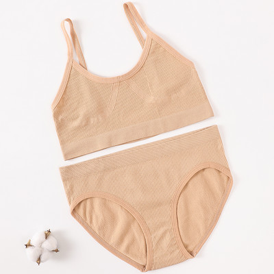 Õmblusteta naiste rinnahoidja aluspükste komplekt Push Up rinnahoidja Crop Top kõrge vöökohaga aluspüksid Seksikas pesukomplekt Madal seljaosa Bralette Fitness aluspesu komplekt