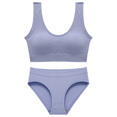 Set de topuri sexy fără sudură Chiloți cu talie înaltă Costum de lenjerie de corp fără fir pentru femei Set de sutiene căptușite moale Bralette fără spate Lenjerie