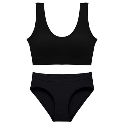 Set de topuri sexy fără sudură Chiloți cu talie înaltă Costum de lenjerie de corp fără fir pentru femei Set de sutiene căptușite moale Bralette fără spate Lenjerie