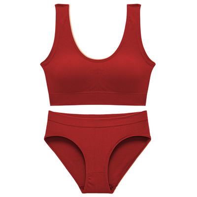 Set de topuri sexy fără sudură Chiloți cu talie înaltă Costum de lenjerie de corp fără fir pentru femei Set de sutiene căptușite moale Bralette fără spate Lenjerie