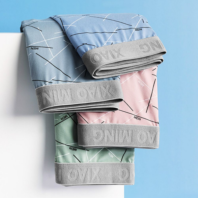 Meeste Bokserpüksid Aluspüksid Aluspüksid Kirjaga Geomeetriline Line Meeste Bokser Aluspesu Puuvill Meestele Seksikad püksid Suured Pehmed