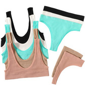 Γυναικείο Σετ σουτιέν χωρίς ραφές Σέξι στρινγκ με βαμβακερό εσώρουχο σύρμα χωρίς ραβδώσεις Bralette Brassiere Γυναικεία εσώρουχα