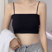 Καλοκαιρινό γυναικείο σωληνάκι με σέξι μπλουζάκια με επένδυση αμάνικο κορσέ Γυναικεία εσώρουχα καπίστρι Λεπτές τιράντες Ενσωματωμένο σουτιέν με καμιζόλα