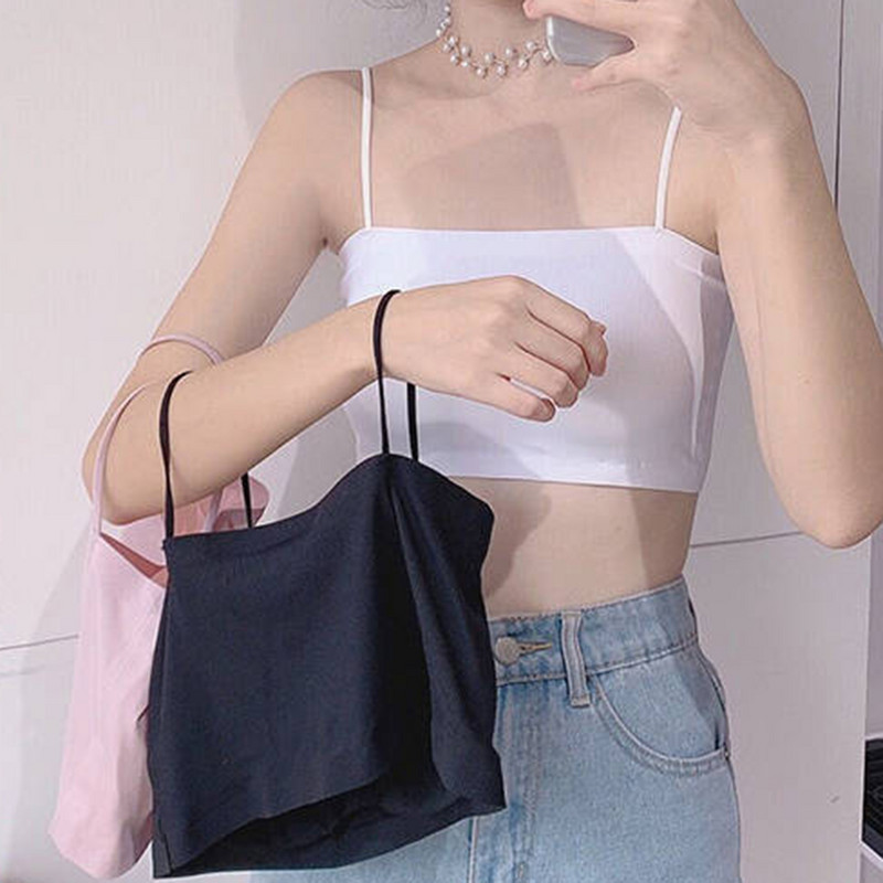 Καλοκαιρινό γυναικείο σωληνάκι με σέξι μπλουζάκια με επένδυση αμάνικο κορσέ Γυναικεία εσώρουχα καπίστρι Λεπτές τιράντες Ενσωματωμένο σουτιέν με καμιζόλα