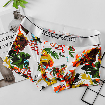 [Bloom the love] Марка Boxer Мъжко бельо Ice Silk Print Мъжки боксерки Panties Cuecas Masculina Мъжки долни гащи Boxershorts M-3XL